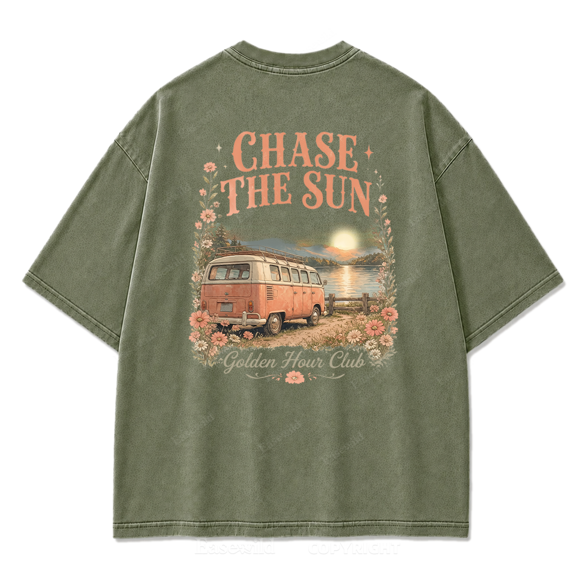 Golden Hour Lakeside Van Washed Print Tee