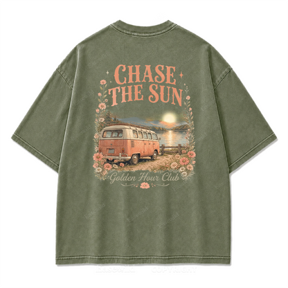 Golden Hour Lakeside Van Washed Print Tee