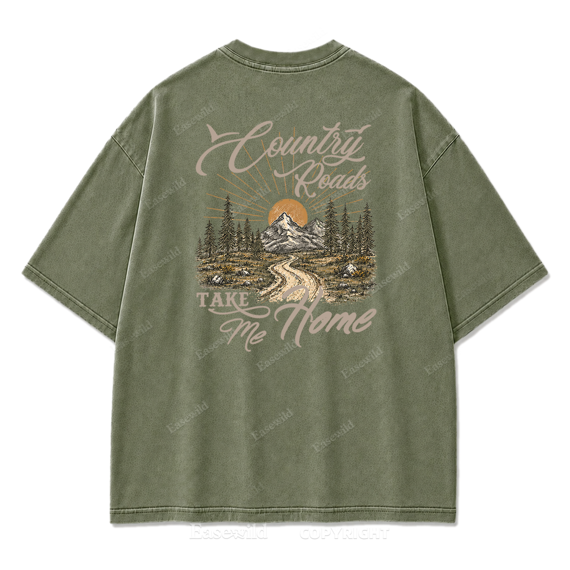 Country Roads Take Me Home T-Shirt mit Washed Print