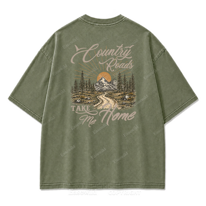 Country Roads Take Me Home T-Shirt mit Washed Print