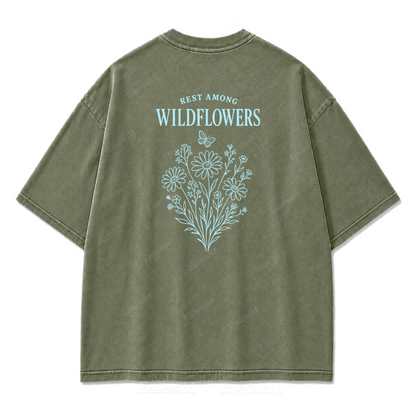 T-Shirt mit Wildblumen-Grafikdruck „Rest Among Wildflowers“