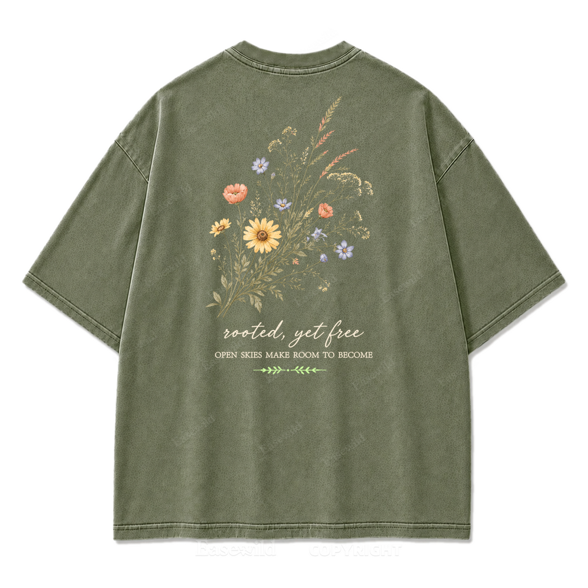 Rooted Yet Free Washed Print Tee