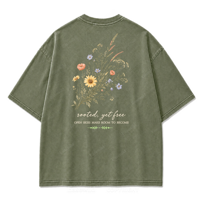 Rooted Yet Free Washed Print Tee