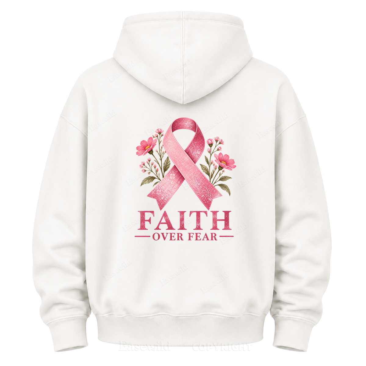 Faith Over Fear Pink Ribbon Graphic Hoodie