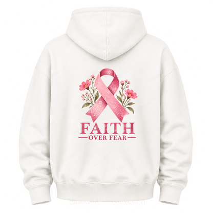 Faith Over Fear Pink Ribbon Graphic Hoodie