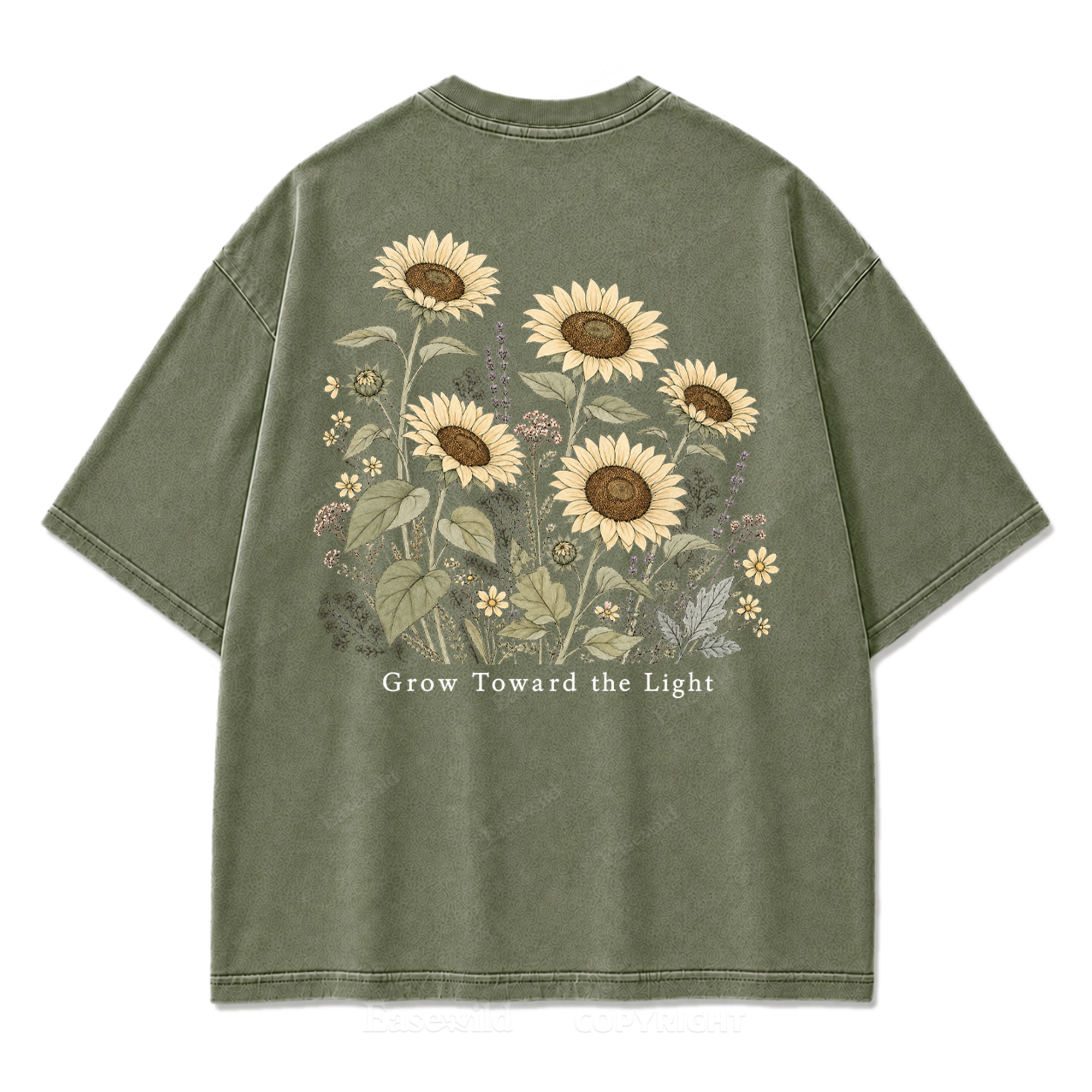 T-Shirt mit gewaschenem „Grow Toward the Light“-Print