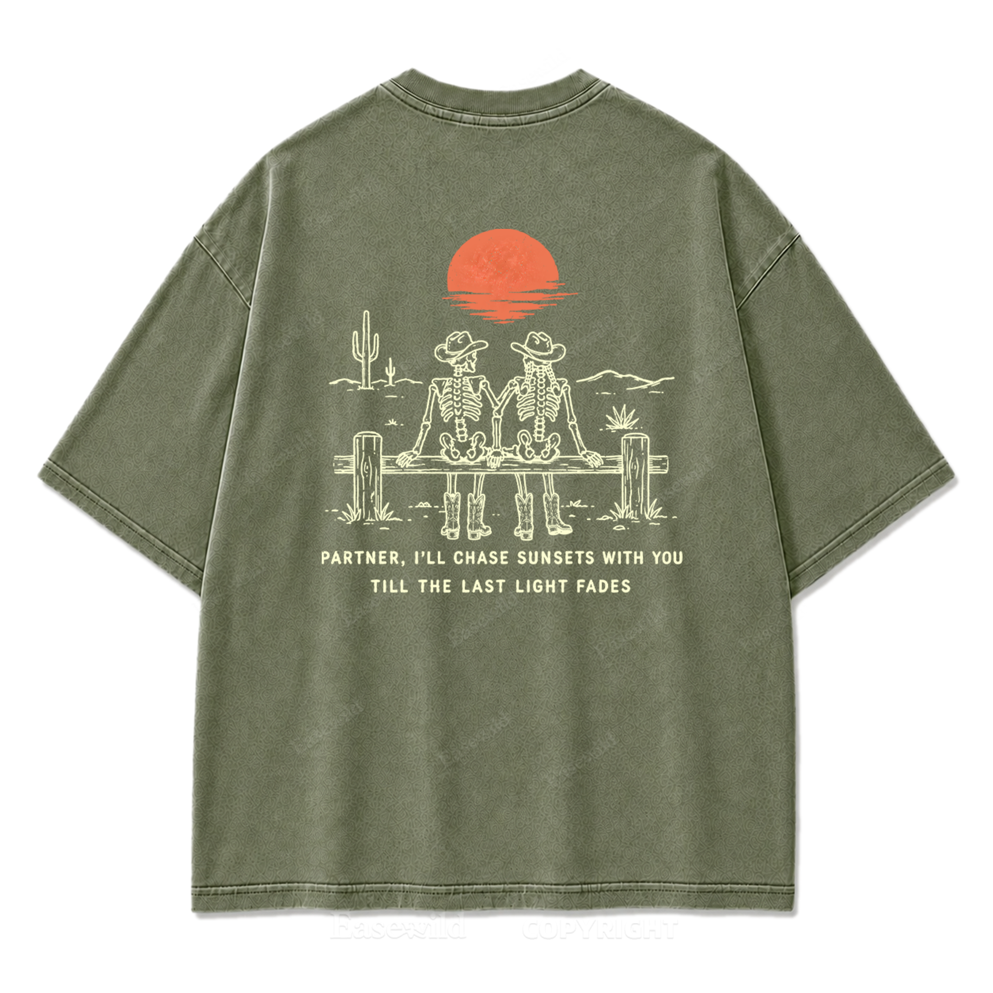 Cowboy-Skelett Used-Look T-Shirt