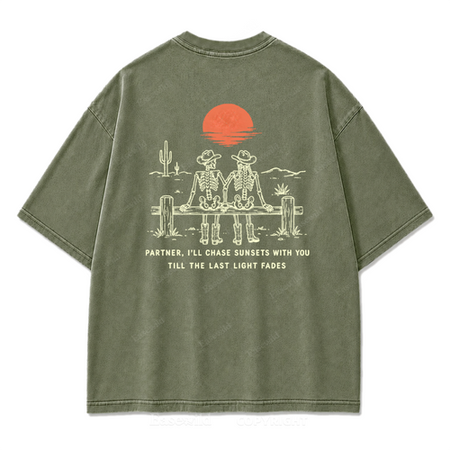 Cowboy-Skelett Used-Look T-Shirt