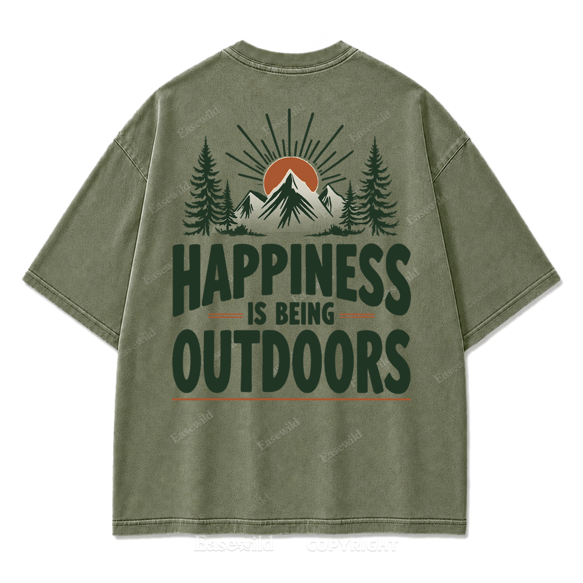 Happiness Lives Outside Washed Print Tee