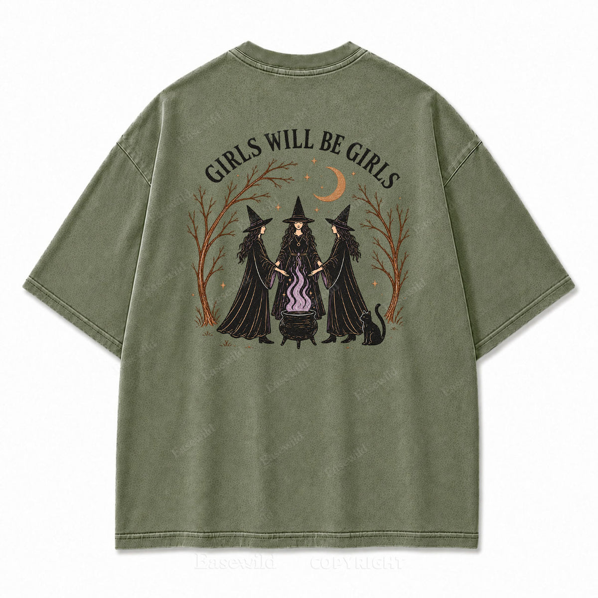 Girls Will Be Girls Halloween Washed Graphic Tee