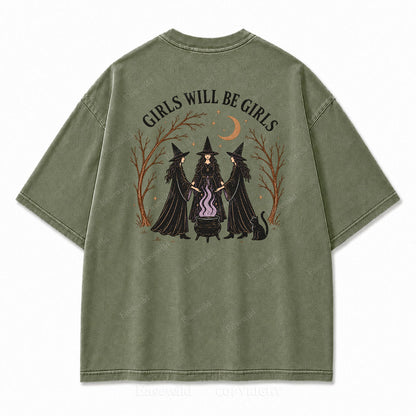 Girls Will Be Girls Halloween Washed Graphic Tee