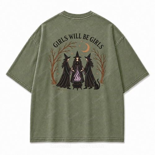 Girls Will Be Girls Halloween Washed Graphic Tee