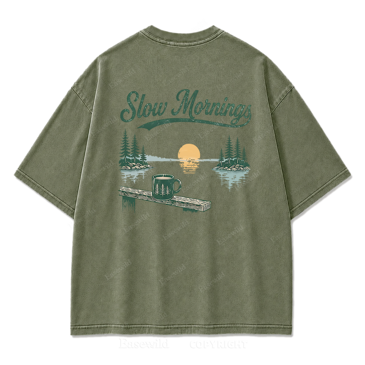 Slow Mornings by the Lake Washed Print Tee