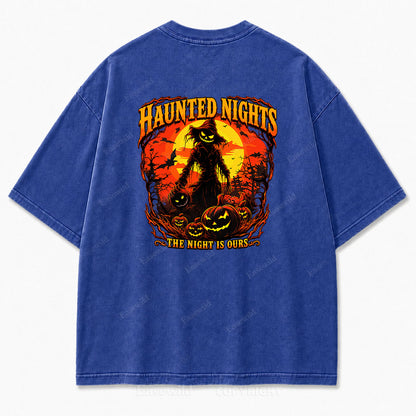 Haunted Nights Halloween Washed Graphic Tee