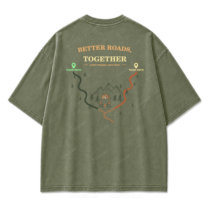 Better Roads Together Washed Print Tee