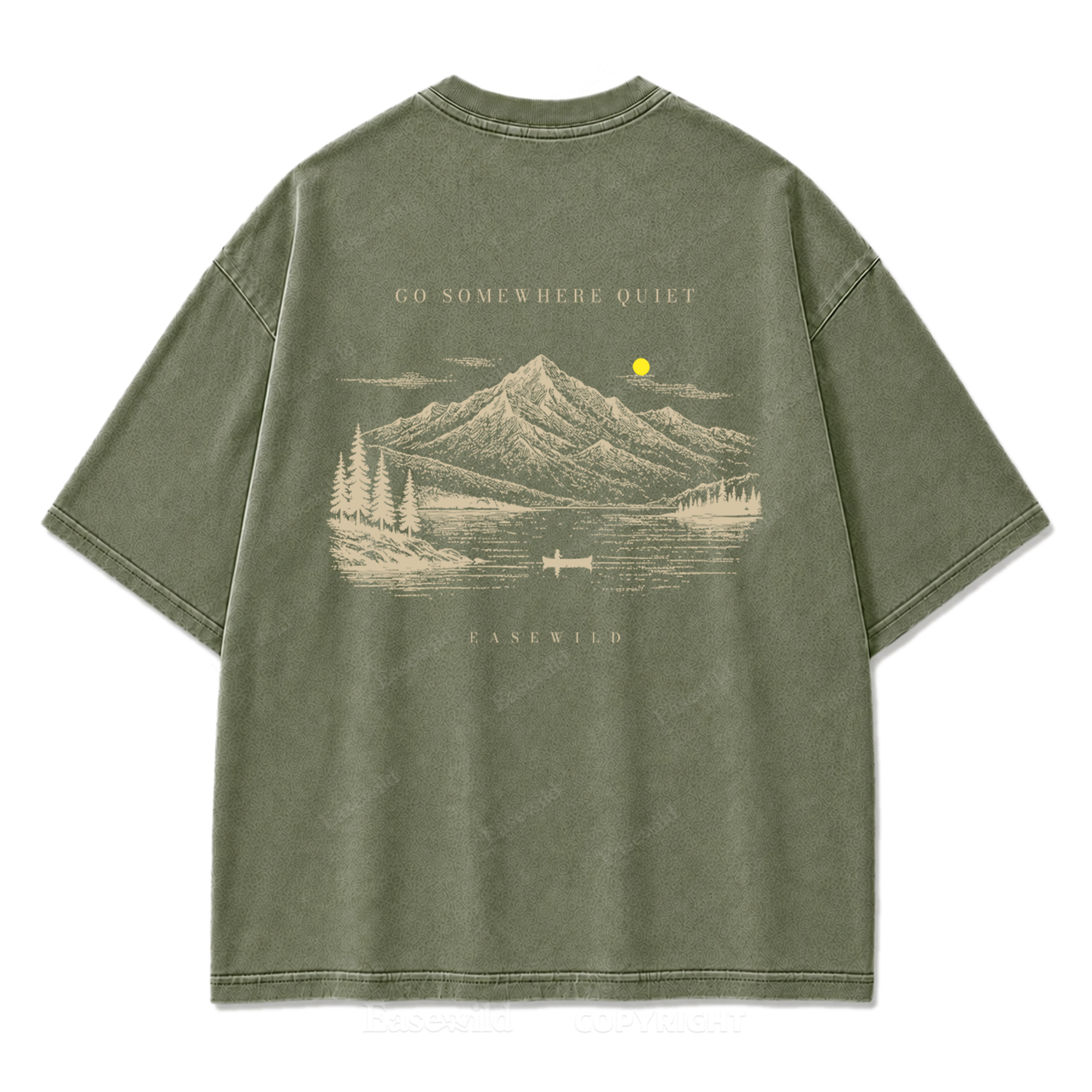 T-Shirt mit gewaschenem Druckmotiv „Ruhiger Alpensee“