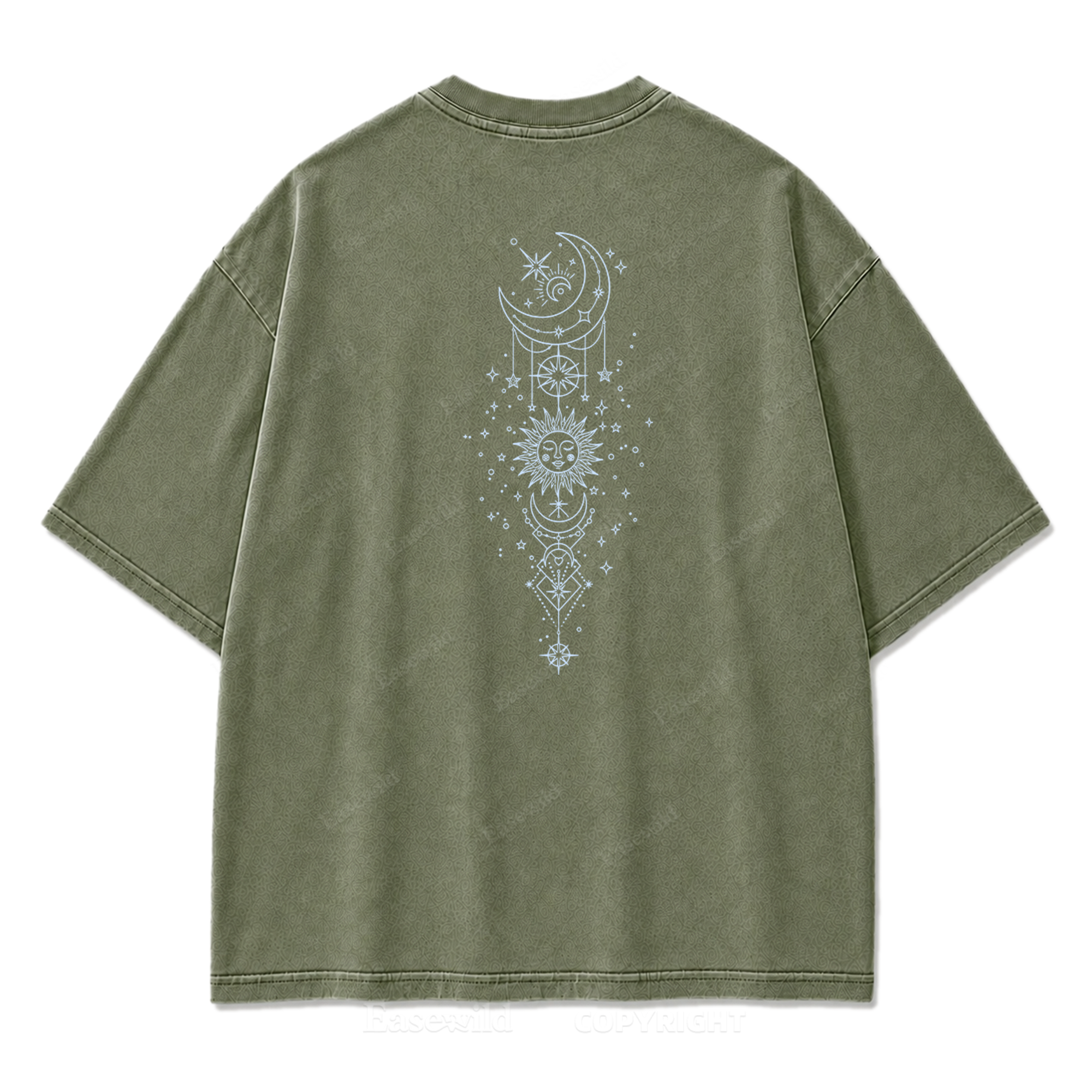 Himmlische Harmonie Sonne Mond Washed Print T-Shirt