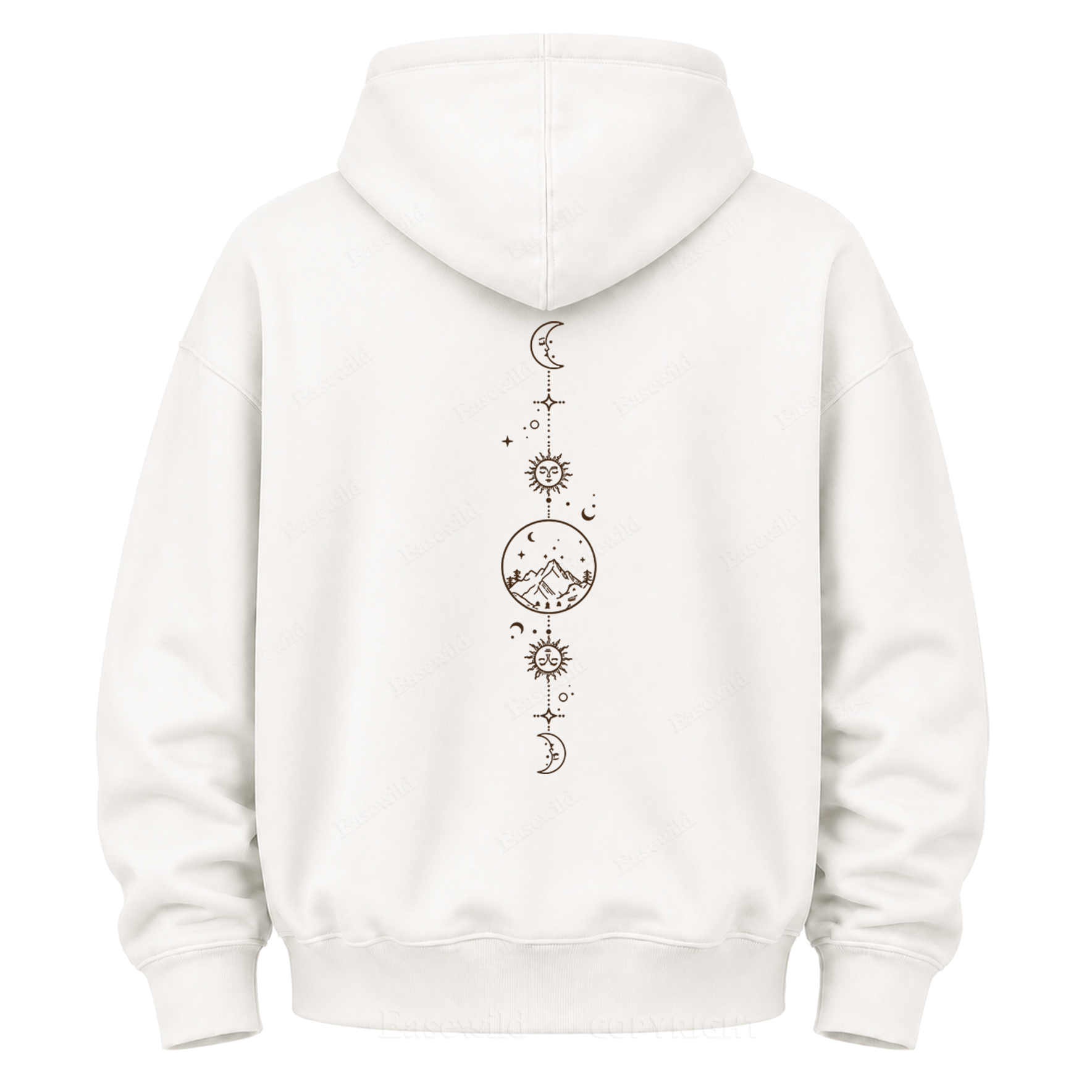 Celestial Mountain Sun & Moon Graphic Hoodie