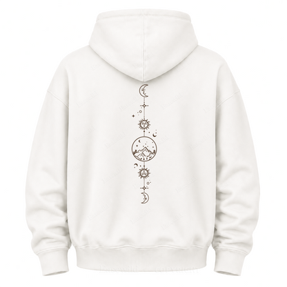 Celestial Mountain Sun & Moon Graphic Hoodie