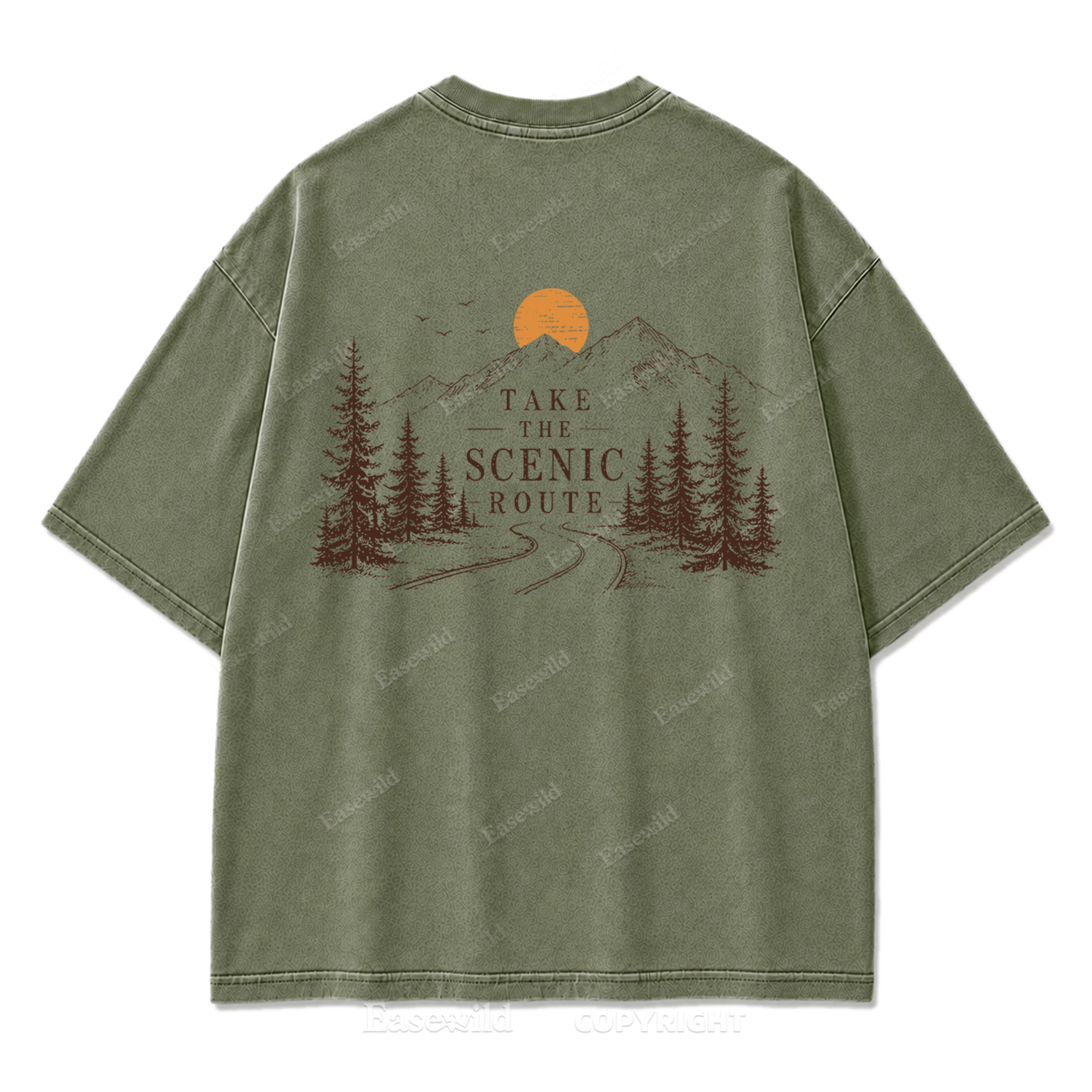 Take The Scenic Route Minimal Washed Print Tee