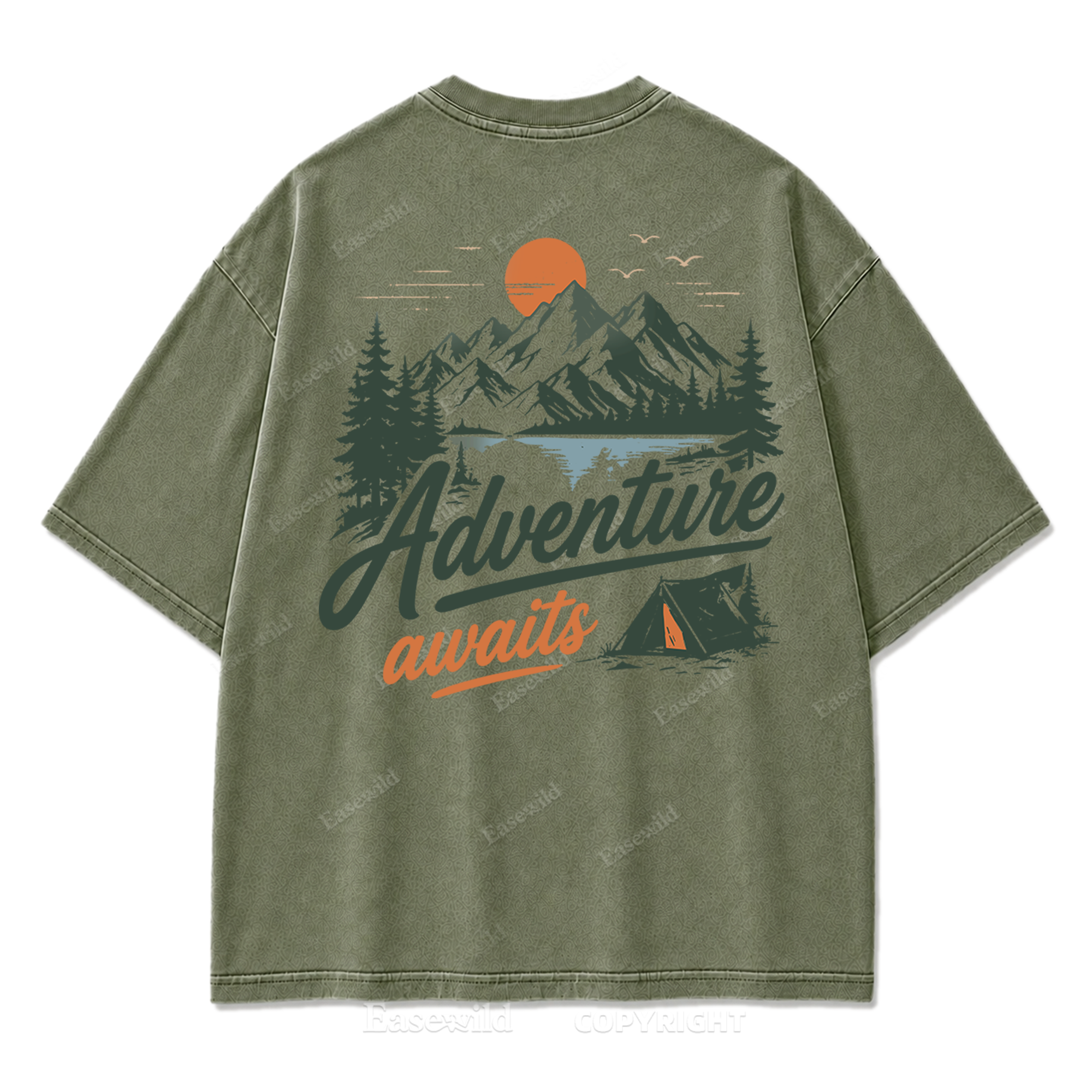 Adventure Awaits Mountain Camp Washed Print Tee