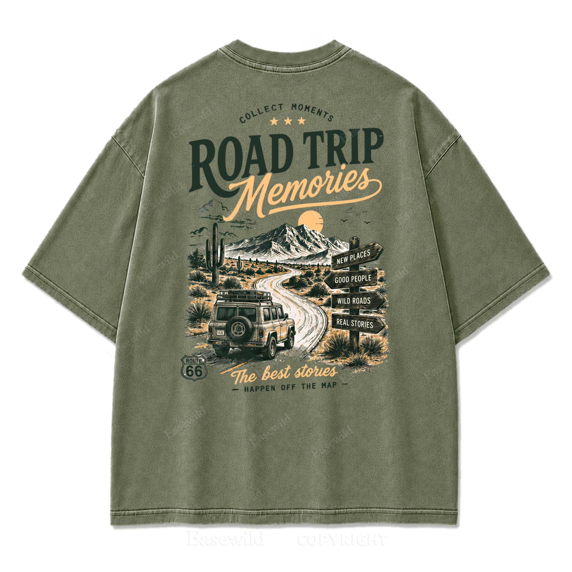 Desert Route Road Trip Washed Print Tee