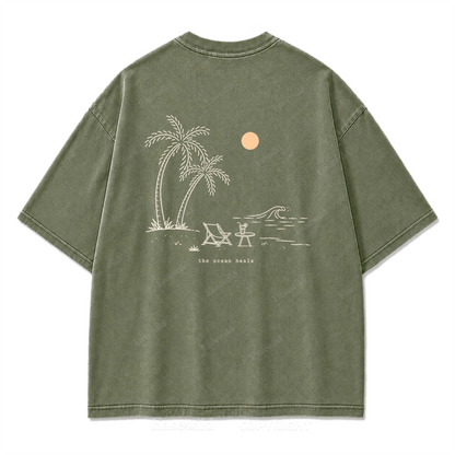 Das Meer heilt T-Shirt mit verwaschenem Aufdruck