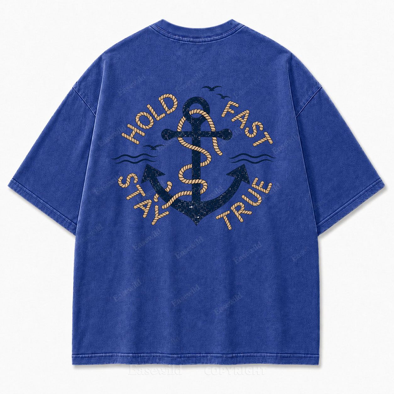 Hold Fast Stay True Nautical Anchor Washed Graphic Tee