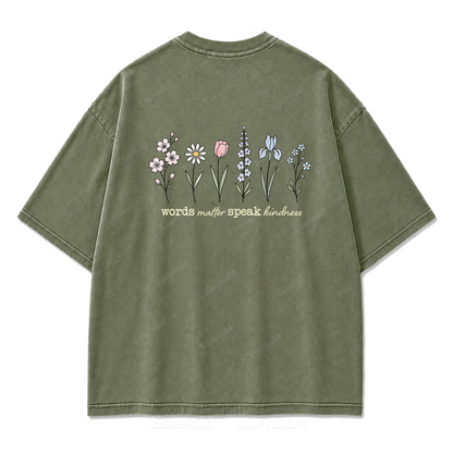 Worte zählen, sprich Freundlichkeit, T-Shirt mit Waschung