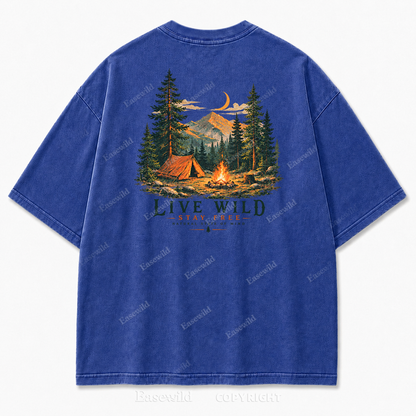 Live Wild Stay Free Vintage Camping PrintTee