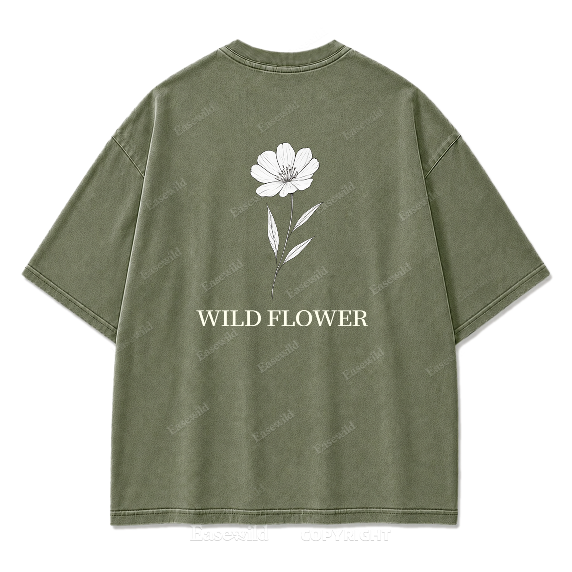 Wild Flower Line Art Washed Print Tee