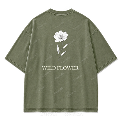 Wild Flower Line Art Washed Print Tee