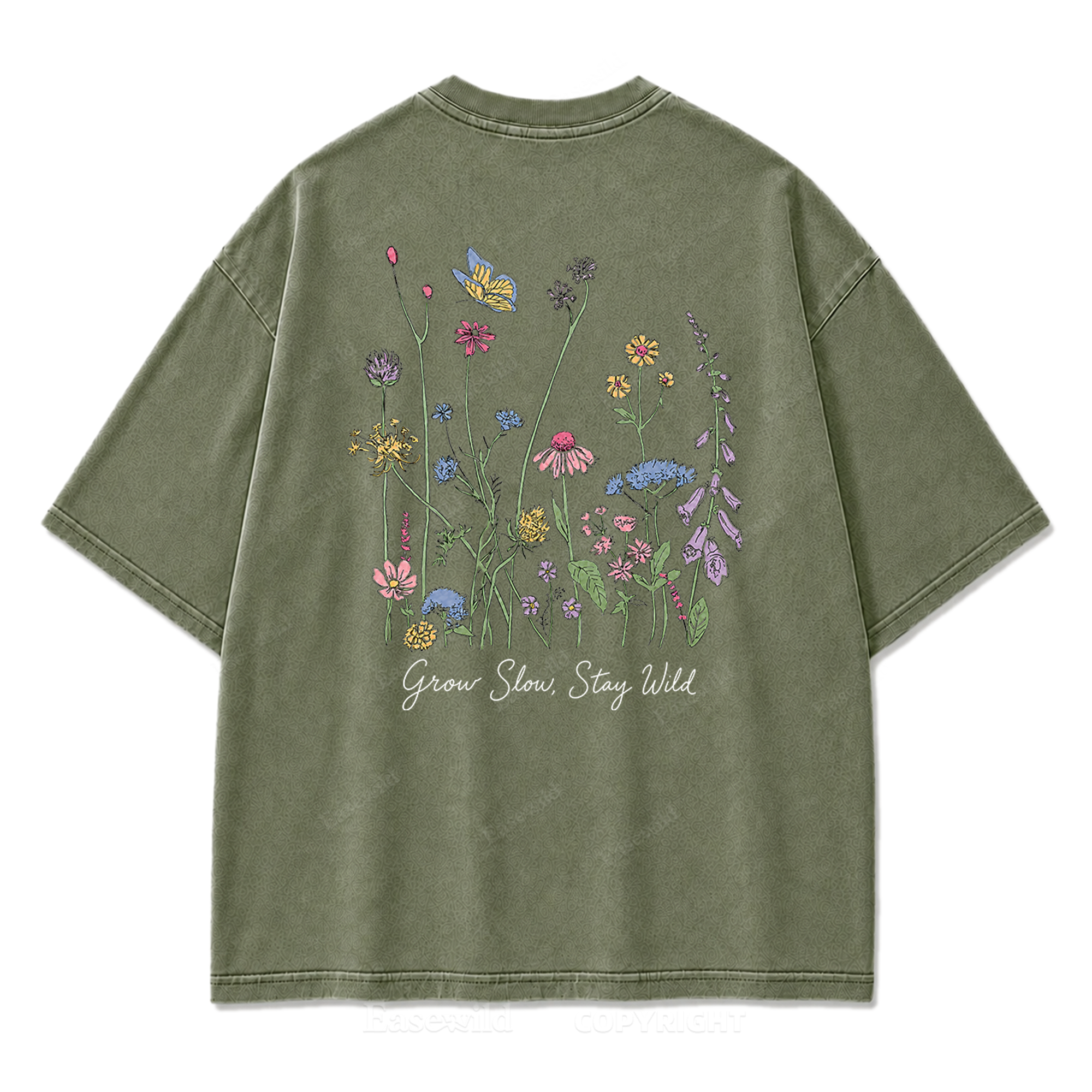 Grow Slow Stay Wild Wildflower Washed Print Tee