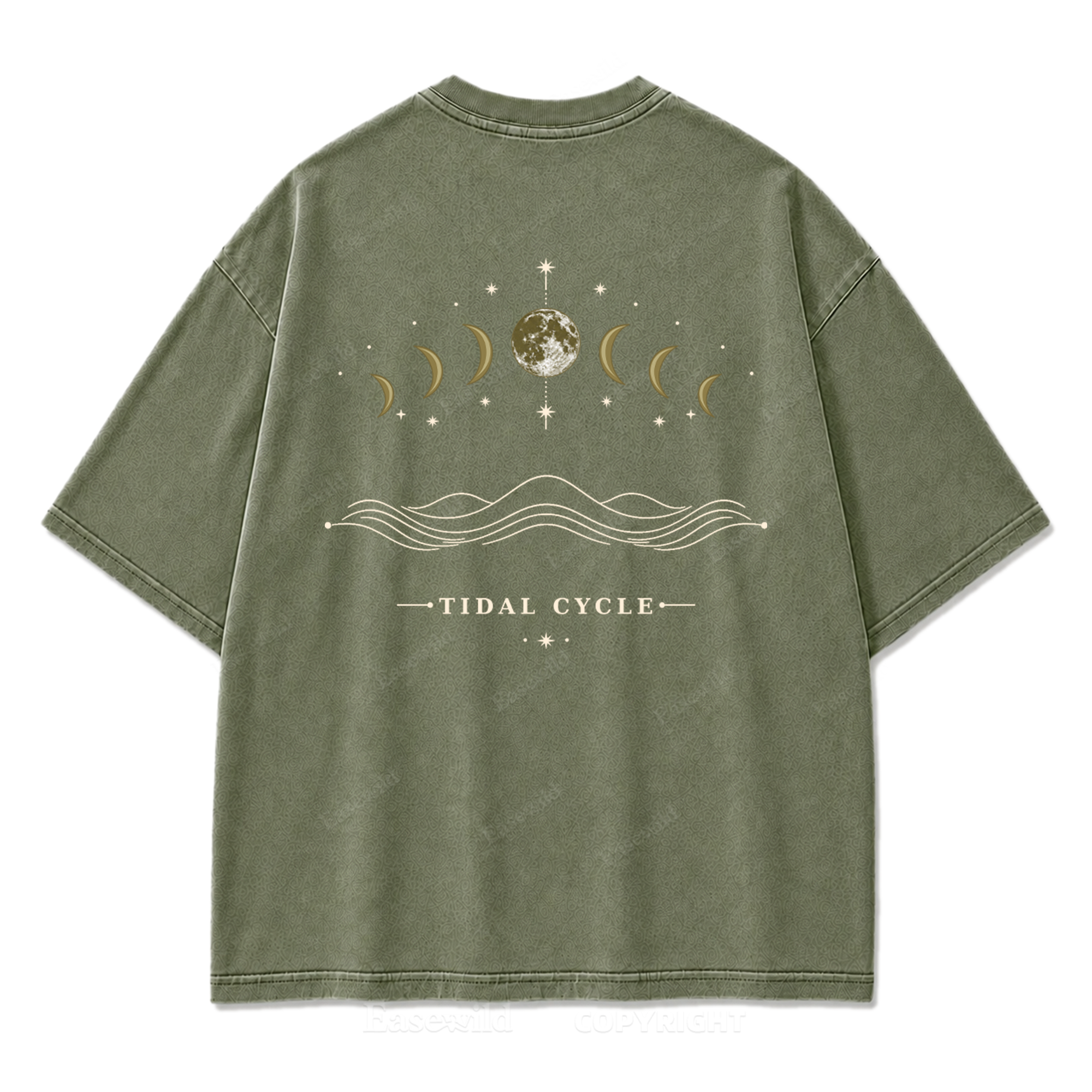 Tidal Cycle Moon Phase Washed Print T-Shirt