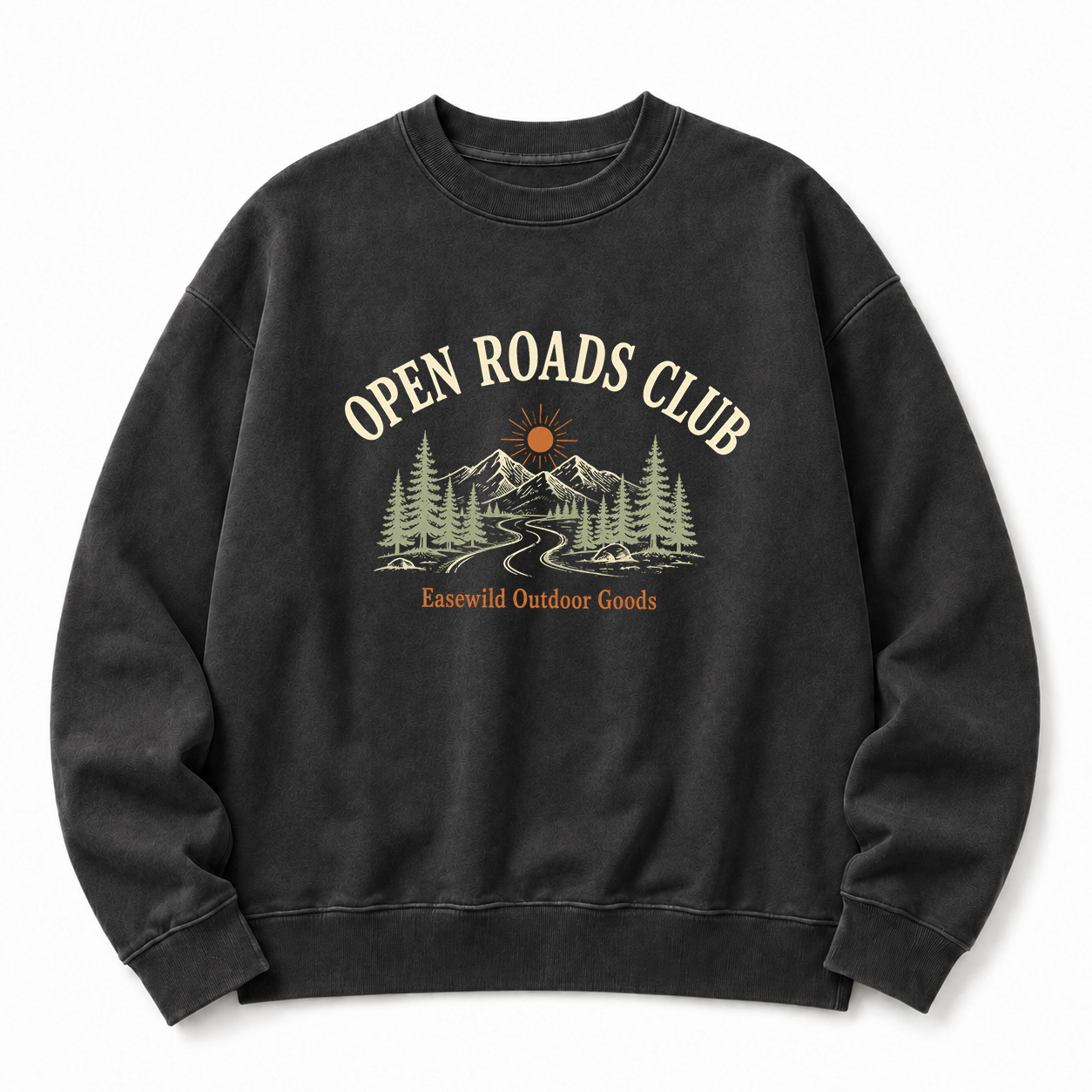 Open Roads Club Washed Grafik-Sweatshirt