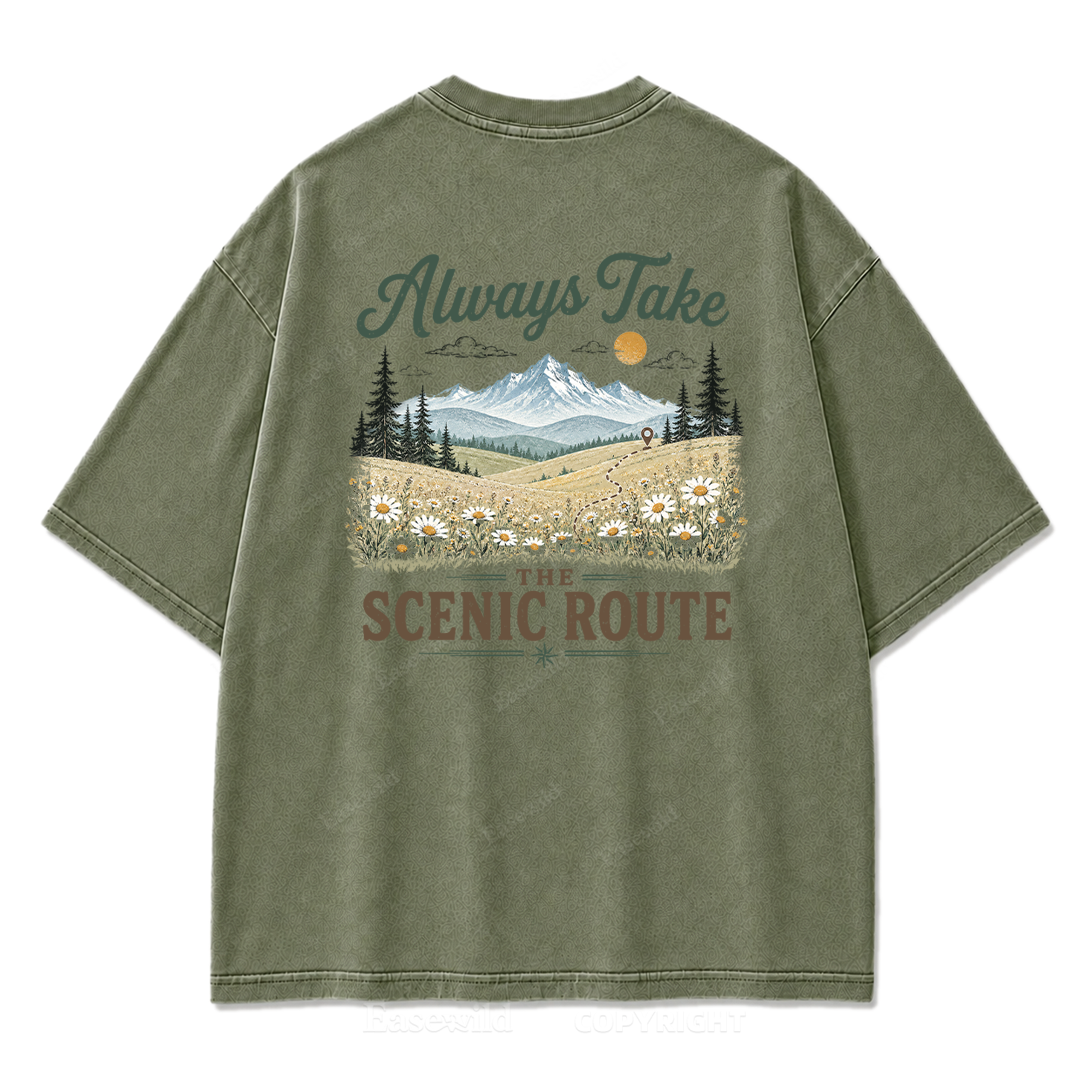 Always Take the Scenic Route Washed Print Tee