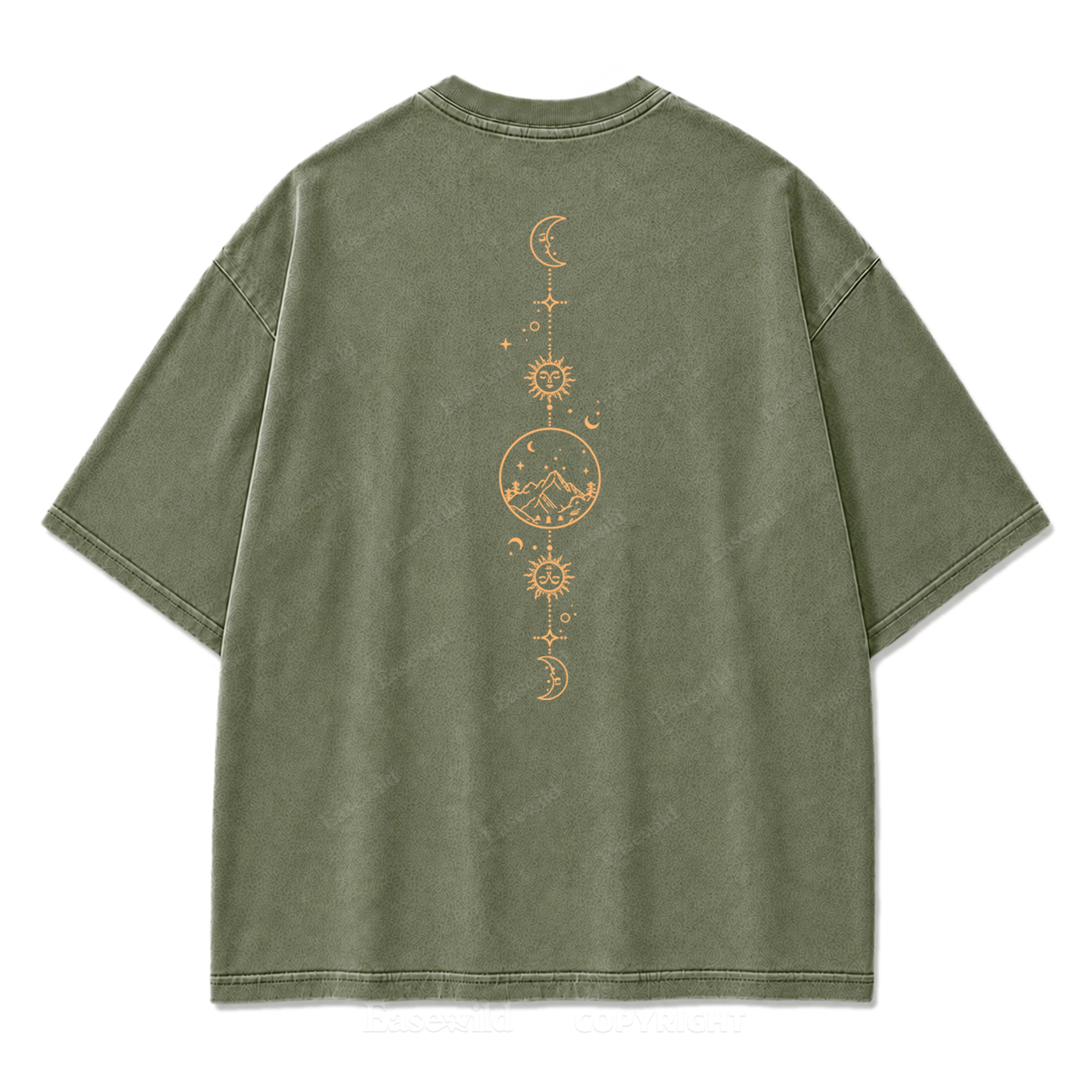 Celestial Balance Mountain Moon Washed Print Tee