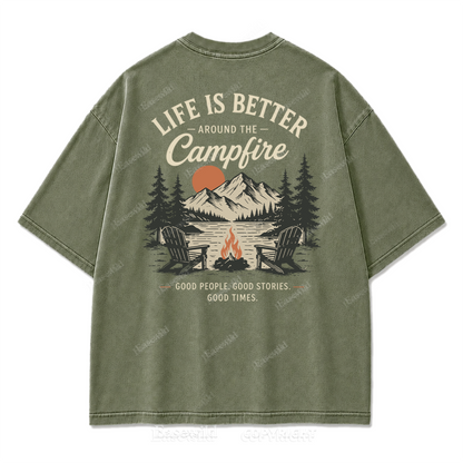 Campfire Evenings Outdoor Washed Print Tee