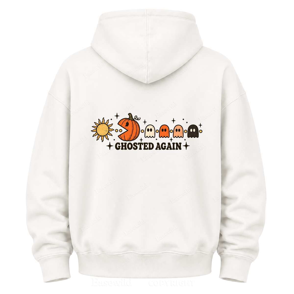 Ghosted Again Pumpkin Pac-Man Halloween Graphic Hoodie