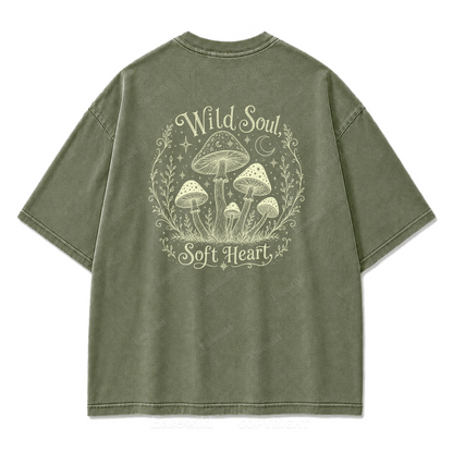Wild Soul Soft Heart Mushroom Washed Print Tee