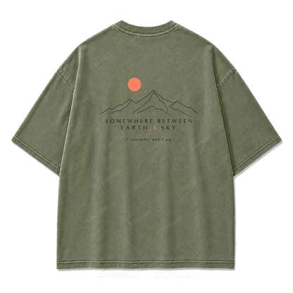 Somewhere Between Earth & Sky Washed Print T-Shirt