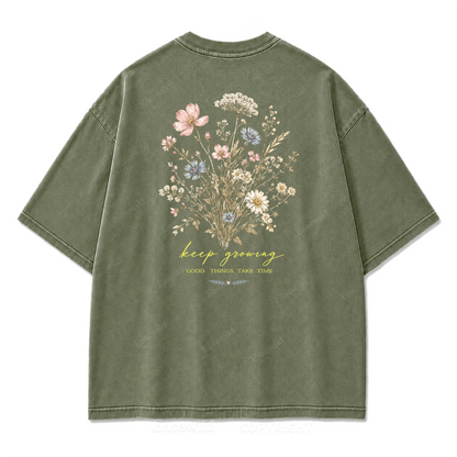 Keep Growing Floral Washed Print Tee