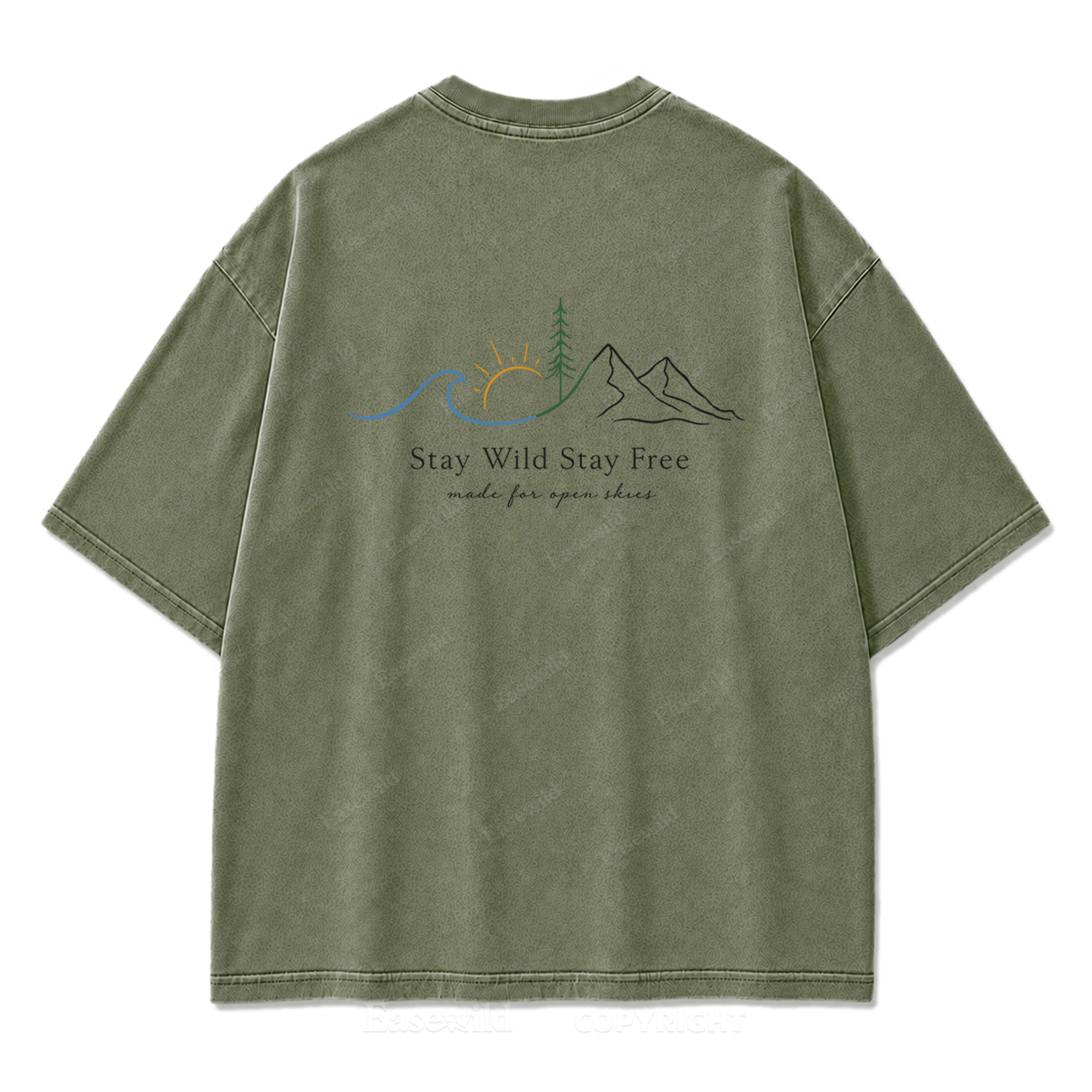 Stay Wild Stay Free Horizon Washed Print Tee