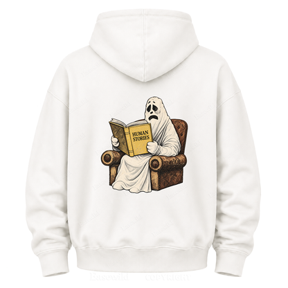 Lonely Ghost Reading Human Stories Graphic Hoodie