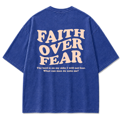 Faith Over Fear Oversized Christian Graphic Tee