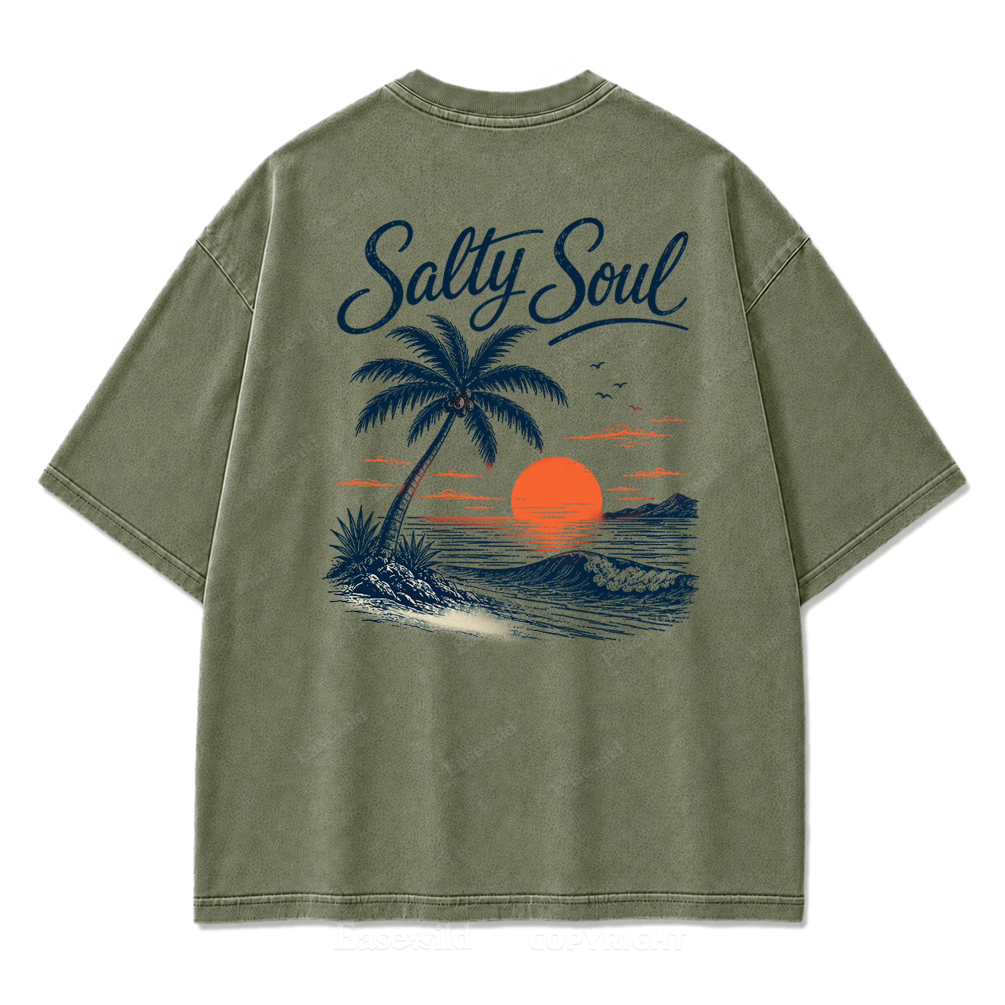 Salty Soul T-Shirt mit Küsten-Print im Used-Look