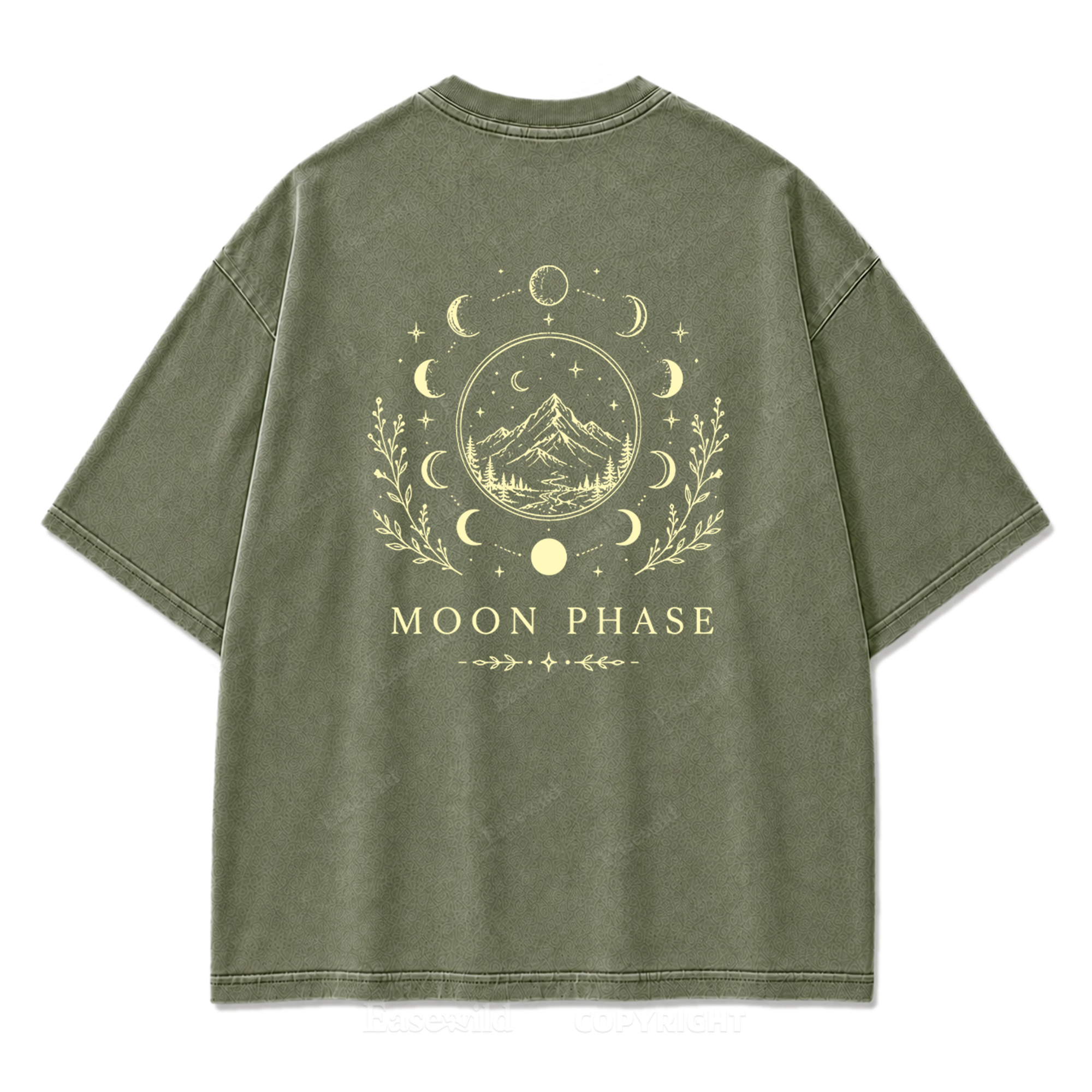 Moon Phase Mountain Washed Print Tee