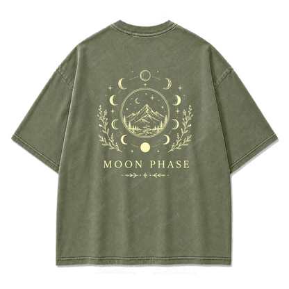 Moon Phase Mountain Washed Print Tee