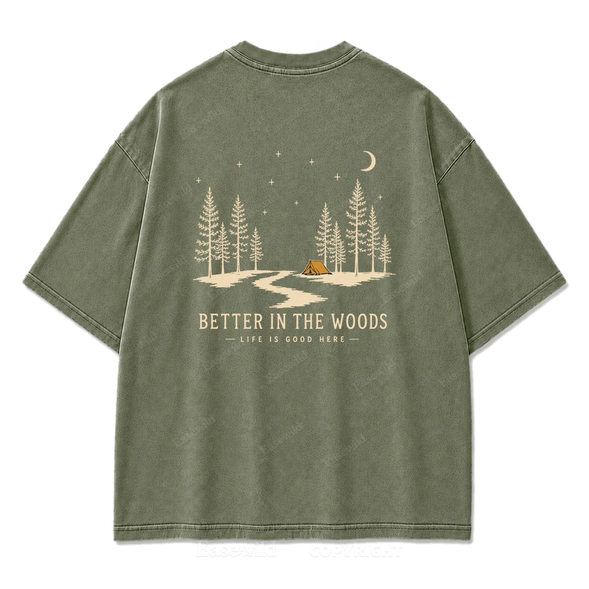 Better in the Woods Camping Washed Print Tee