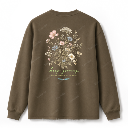 Langarmshirt mit „Keep Growing Wildflower Graphic“-Aufdruck